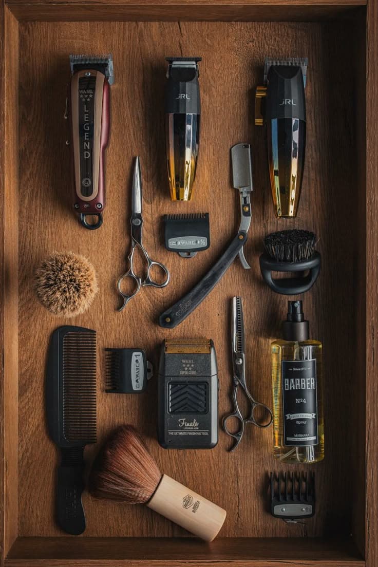 Close-up of barber's hands with scissors